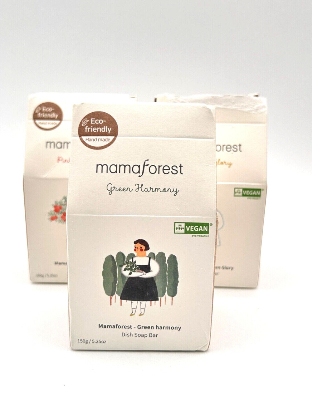Lot of 3 Mama Forest Bar Dishwashing Soap Natural No Waste Green, Pink, Yellow